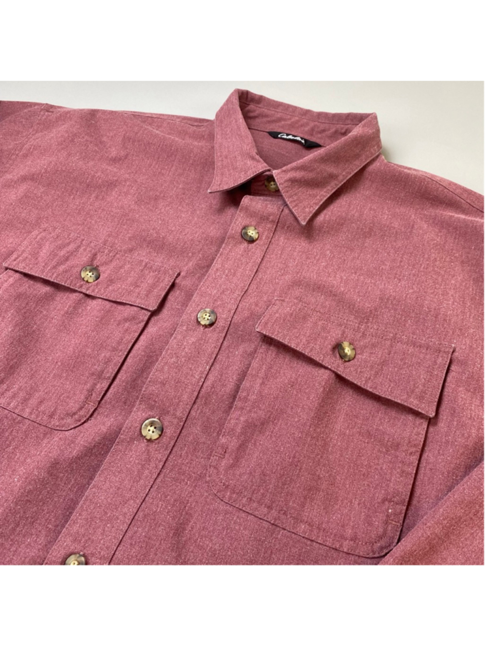 Cabela's Shirt XL Button Down Red Pink Long Sleeve Casual Utility Heritage Gorp